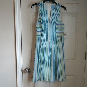 NWT Ce Ce Stripe Crinkle Pintuck Dress Size2